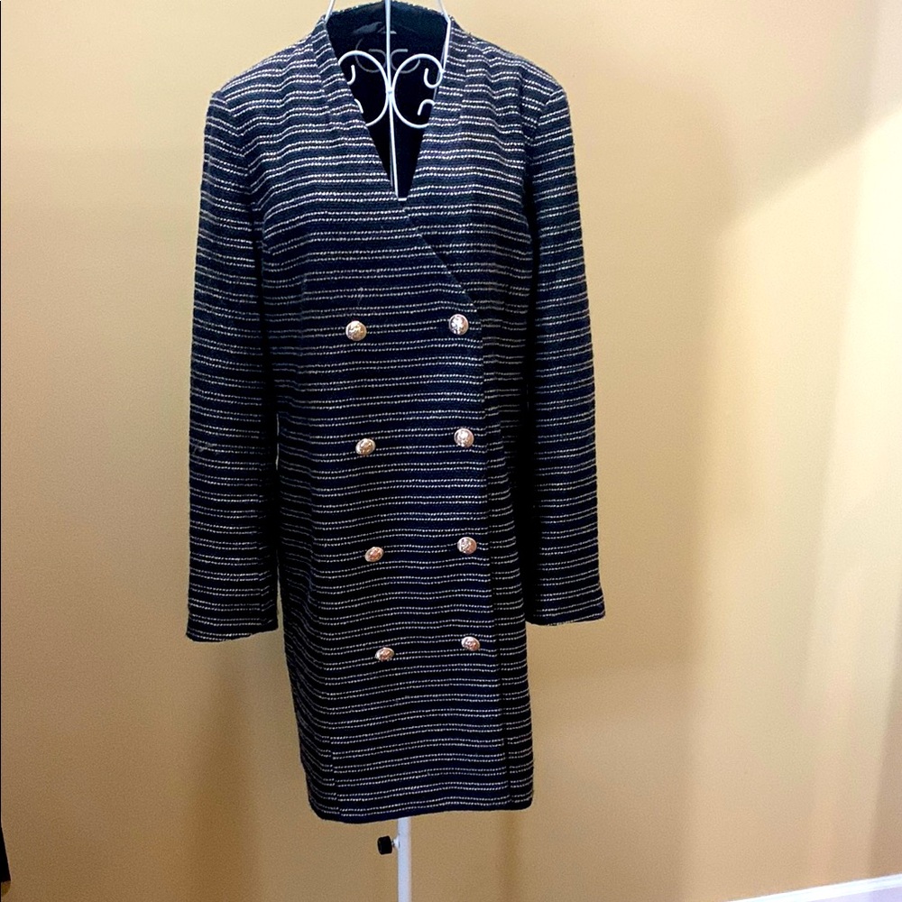 Women's Striped Double-Breasted Coat
